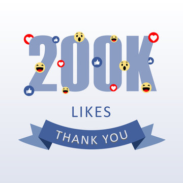 200 K Likes Thank you number with emoji and heart- social media gratitude ecard