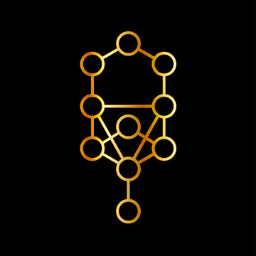 Medieval Qabalistic Tree of Life in gold colors. Arbor Sephiroth