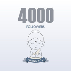 Little Monk showing gratitude for 4000 followers on social media- Thank you from Little Buddha