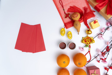 Chinese new year festival decorations healthy and wealth orange