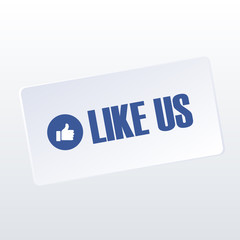 Like us on social media icon and text banner