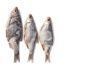 Dried fish on an isolated background. Fish to beer