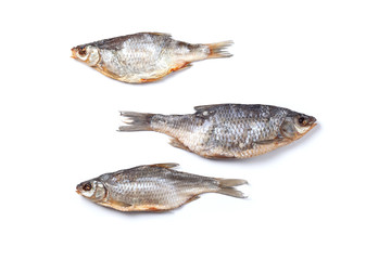 Dried fish on an isolated background. Fish to beer