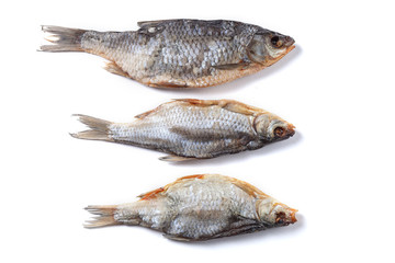 Dried fish on an isolated background. Fish to beer
