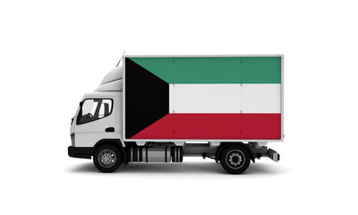 Delivery van with Kuwait flag. logistics concept