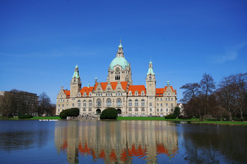 View of New City Hall (Neues Rathaus) of Hannover, Germany