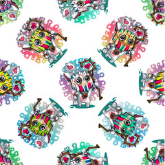 Vector seamless pattern about Shamans in love