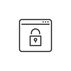 Web Protection line icon. linear style sign for mobile concept and web design. Browser page lock outline vector icon. Internet security symbol, logo illustration. Pixel perfect vector graphics