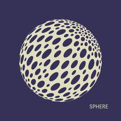 Sphere with circles. Abstract 3D geometrical background. Vector illustration.