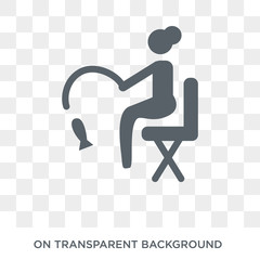 Woman Fishing icon. Trendy flat vector Woman Fishing icon on transparent background from Ladies collection. High quality filled Woman Fishing symbol use for web and mobile