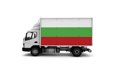 Delivery van with Bulgaria flag. logistics concept