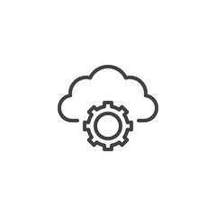 Cloud computing Settings line icon. linear style sign for mobile concept and web design. Cloud Storage and Gear outline vector icon. Symbol, logo illustration. Pixel perfect vector graphics