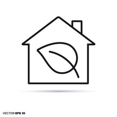 Ecological house vector line icon.