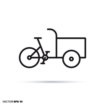 Cargobike vector line icon.