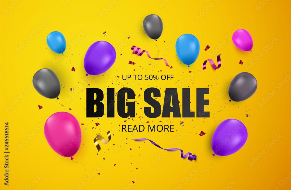 Wall mural Big sale banner. Advertising poster. Sale background.