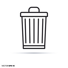 Trash can vector line icon.