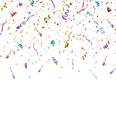 Colorful bright confetti isolated on transparent background. 