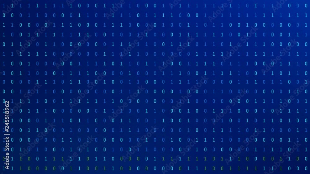 Fototapete 01 or binary numbers on the computer screen on monitor matrix background, Digital data code in hacker or safety security technology concept. Abstract illustration