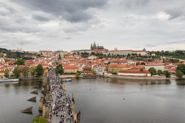 The Prague castle and the most beautiful bridge in Europe. The Charles Bridge