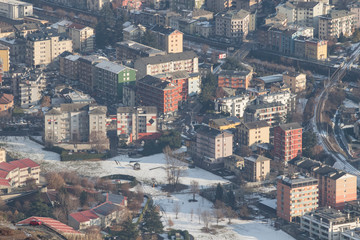 City landscape during winter with snow