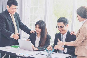 Entrepreneurs business people working in board room in office. Business team corporate colleague conference to finish new business plan. Organization meeting business planning concept.