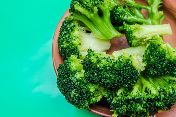 broccoli sprig lies on the table, asparagus cabbage