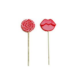 two lollipops on white isolated background