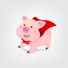 Super Pig on white background. Chinese new year. The Year of pig. - Vector