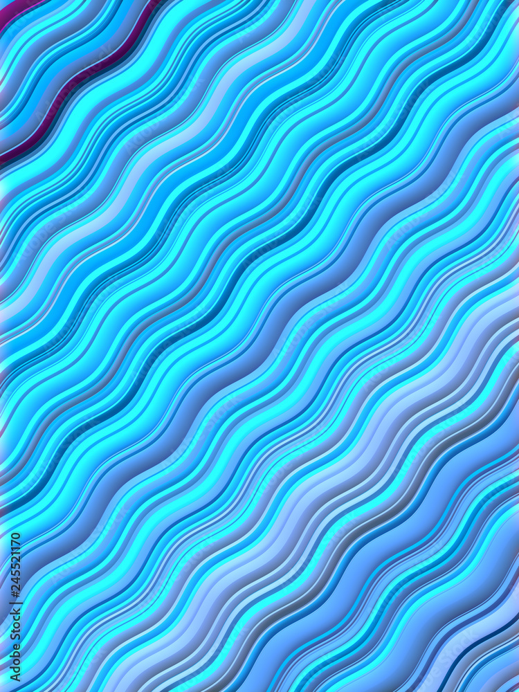 Aufkleber Blue Colored Wavy Background. Dynamic Effect. Design Template. Modern Pattern. 3d rendering