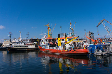 A colorful ship docked in Constanta port.