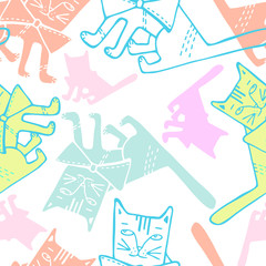 vector seamless design with cats