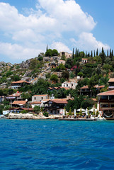 Kaleköy, das auf den Ruinen der alten Stadt Simena errichtete Dorf bei Antalya.