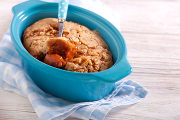 Apple and caramel pudding