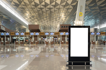 beautiful blank advertising billboard at airport 