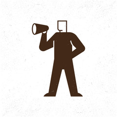 Man figure icon holding a megaphone