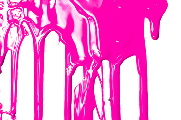 Thick pink paint on a white background. Paint flows