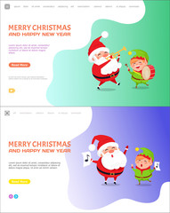 Merry Christmas and Happy New Year Elf and Santa