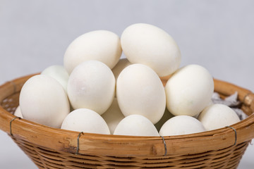Duck egg on basket