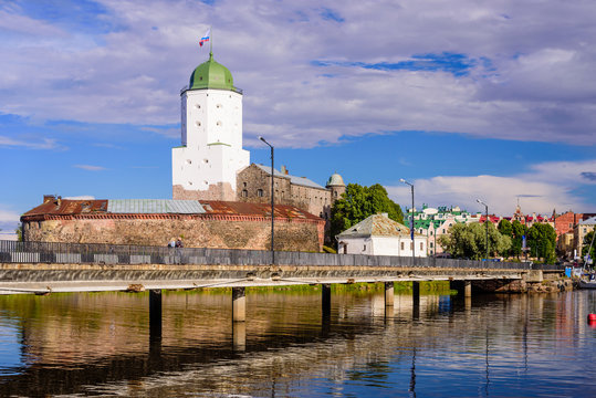 Sightseeing of Russia. Vyborg castle - medieval castle in Vyborg town, a popular architectural landmark, Russia