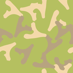 Forest camouflage of various shades of green, beige and brown colors