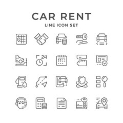 Set line icons of car rent