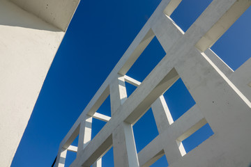 White architecture bridge with blue sky for transportation