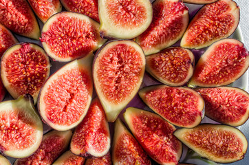 Ripe sweet figs. Fresh figs fruit on a plate close up/macro
