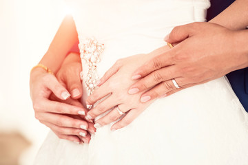 Bride and groom in wedding ceremony day