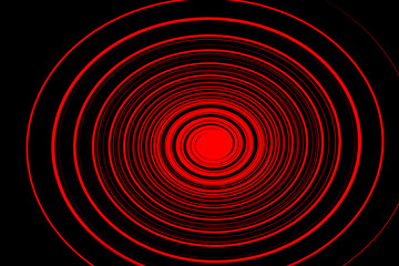 ilustraciónde  un contorno o forma redondeada y ligeramente alargada, como la de un huevo en color rojo sobre fondo negro