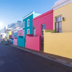 Fotobehang Bo Kaap wijk kleurrijke huizen in Kaapstad, Zuid-Afrika © Dmitrii