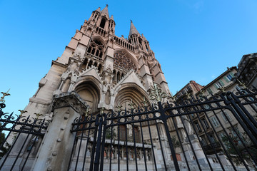 View of Saint-Vincent de Paul church at the top of La Canebiere in Marseille.