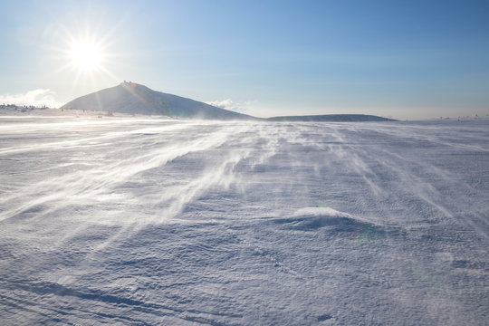 Morning Mood Short After Sunrise In Krkonose In Winter (Poland, Czech Republic)