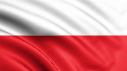 Fototapeta na wymiar Poland flag blowing in the wind. Background texture. 3d rendering, wave. Warsaw - Illustration