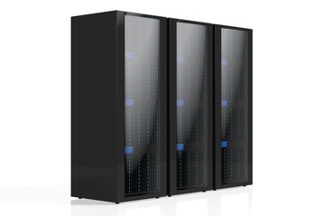 3D three servers illustration - great for topics like data storage, hosting, Internet etc.